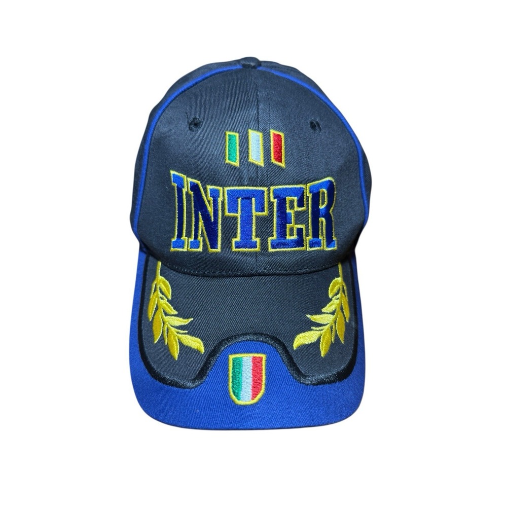 Inter Milan Italy Soccer Hat Navy Blue Gold Embroidery Olive Leaf Cap Adjustable